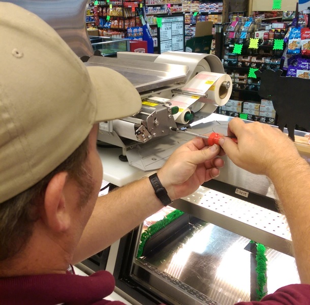 Person working on a machine